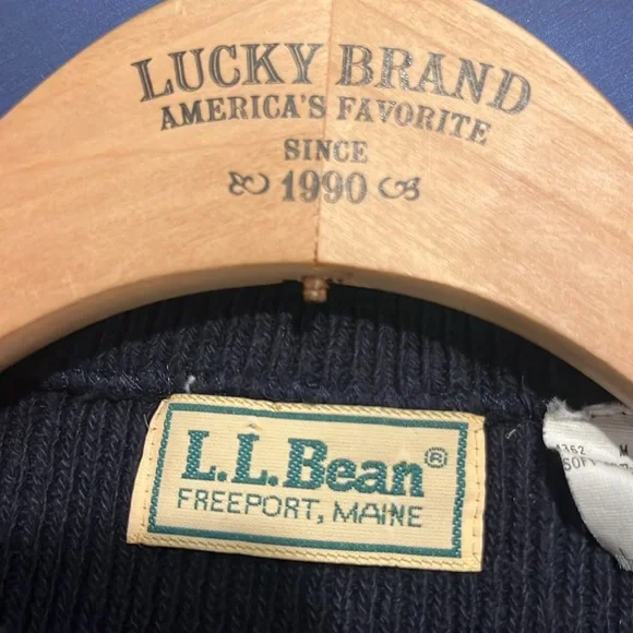 L.L. Bean Navy Soft Spun Cotton Classic Ribbed Sweater,M - Picture 7 of 7